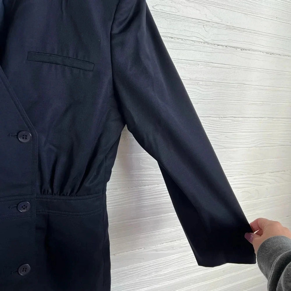 Vintage Valentino Miss V Women's Double-Breasted Blazer Navy Blue Size 42 Wool - Picture 6 of 16